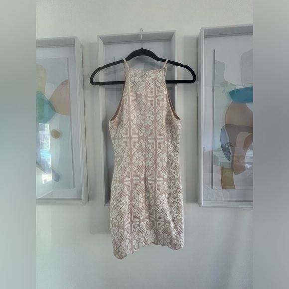 forever 21 white & blush high neck mini dress with scalloped hem - small - Picture 2 of 3